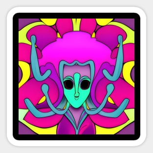 Psychedelic Alien Design | AI Generated Art by @remlorart Sticker